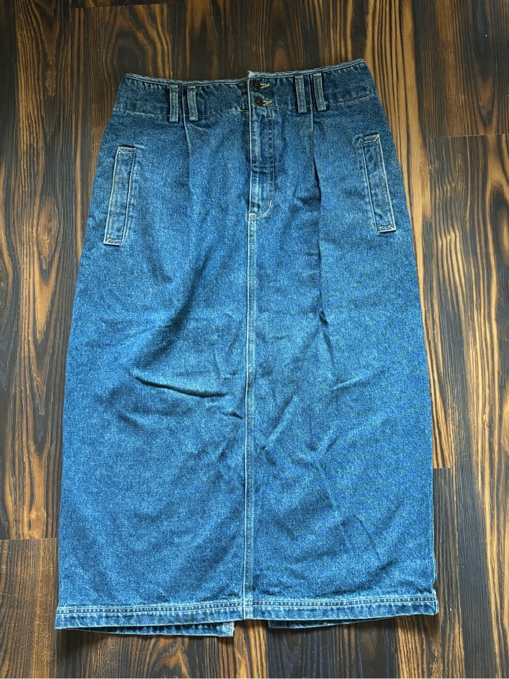 Y2K Blue Denim Midi Skirt